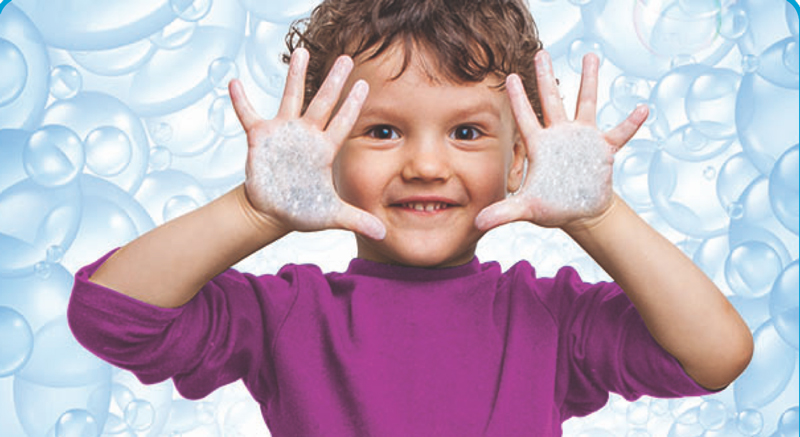 kid with glittery hands